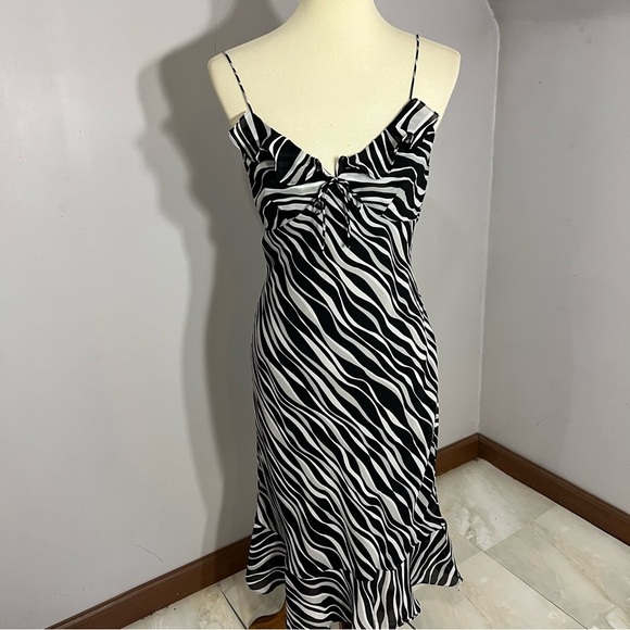 Vintage Express Y2K zebra animal print mini dress small party summer Dainty Rare - Picture 6 of 13